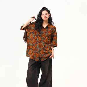 Vintage Floral Short Sleeve Shirt for Women - Retro Loose Fit Summer Top, Trendy Personality Style, 90s Inspired Fashion