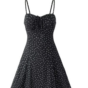 Vintage Floral Slip Dress for Women - Elegant French Style Summer Mini Dress 2025