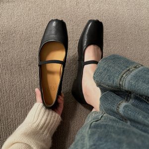 Vintage French Ballet Flats for Women - Handmade Washable Horse Leather Shoes, 2025 Style, Chic Comfort