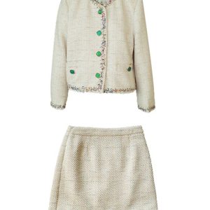 Vintage French Retro Suit Women's Spring Autumn Jacket and Skirt Two-Piece Set - Chic 90s Inspired Fashion