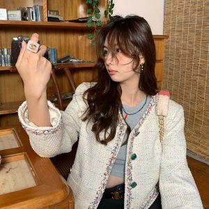 Vintage French Retro Suit Women's Spring Autumn Jacket and Skirt Two-Piece Set - Chic 90s Inspired Fashion