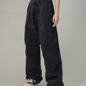 Vintage Gray Loose Fit Paratrooper Work Pants for Men and Women | Casual Floor-Length Niche Style Trousers
