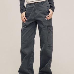 Vintage Gray Lumberjack Overalls for Men and Women - Casual Straight Loose Slightly Flared Pants - 90s American Style