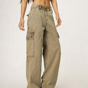 Vintage Gray Lumberjack Overalls for Men and Women - Casual Straight Loose Slightly Flared Pants - 90s American Style