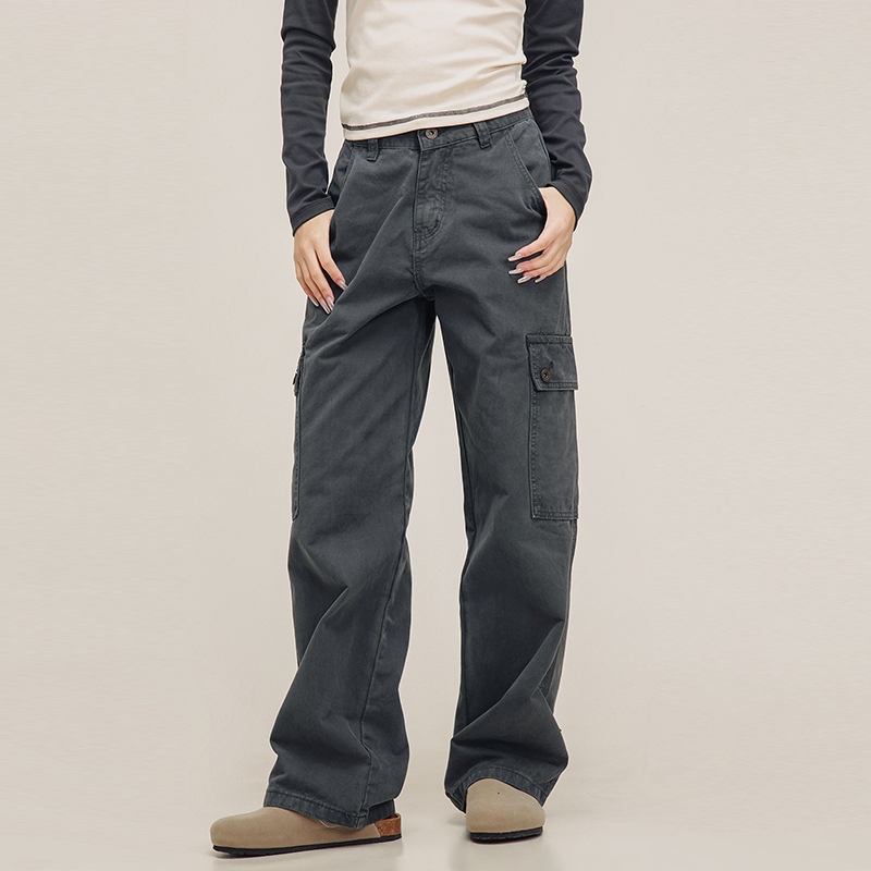 Vintage Gray Lumberjack Overalls for Men and Women - Casual Straight Loose Slightly Flared Pants - 90s American Style