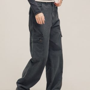 Vintage Gray Lumberjack Overalls for Men and Women - Casual Straight Loose Slightly Flared Pants - 90s American Style