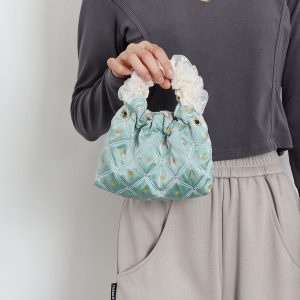 Vintage Green Mini Lace Handbag - Artistic Textured Crossbody Bag for Summer - Cute Niche Design