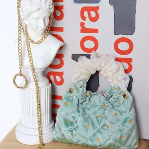 Vintage Green Mini Lace Handbag - Artistic Textured Crossbody Bag for Summer - Cute Niche Design