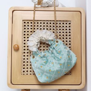 Vintage Green Mini Lace Handbag - Artistic Textured Crossbody Bag for Summer - Cute Niche Design