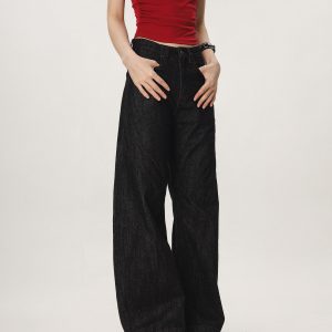 Vintage High Street Casual Loose Straight Leg Flared Wide-Leg Jeans for Men and Women - 90s Inspired Denim Pants