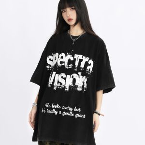 Vintage High Street Loose Short-Sleeve T-Shirt with Wild Skeleton Shadow Print, Niche Design for Trendy Fashion Lovers