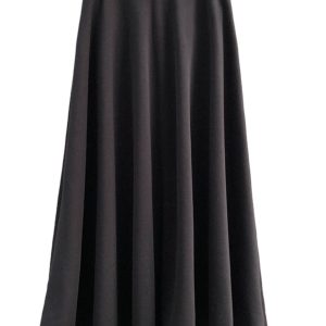 Vintage High-Waisted Black Flared Skirt for Women, Ankle-Length Slimming Design, Perfect for Spring and Summer 2025