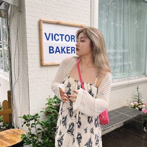 Vintage Ink Print Camisole Dress - High-Waisted Mid-Length Elegant Style - Gentle Temperament Fashion