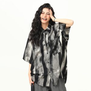 Vintage Ink Wash Tie-Dye Short Sleeve Shirt for Men and Women - Trendy Summer Streetwear, 90s Style Personality Tee