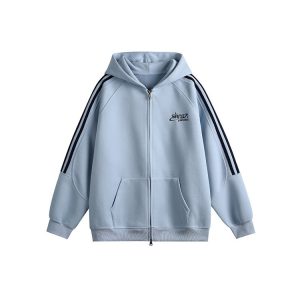 Vintage-Inspired Hooded Cardigan Sweatshirt for Couples - Unisex Loose Fit Zipper Jacket in Nostalgic Sports Style for Back to School