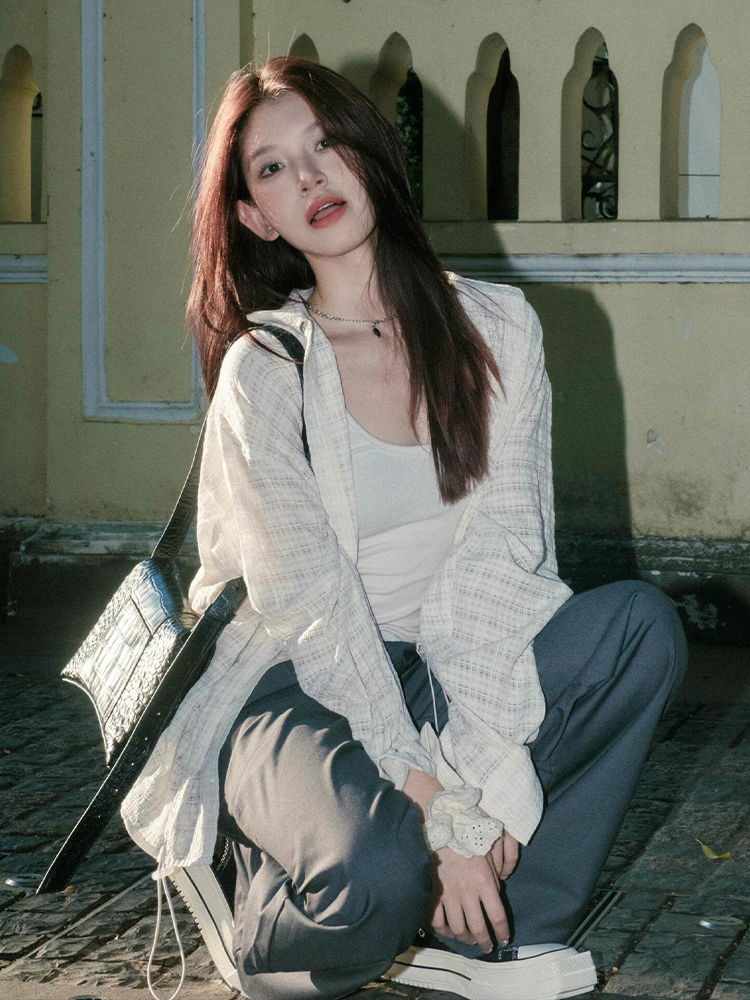 Vintage-Inspired Long Sleeve Drawstring Cardigan for Women - Textured Casual Top for Spring Fashion Vintage-Inspired Long Sleeve Drawstring Cardigan for Women - Textured Casual Top for Spring Fashion