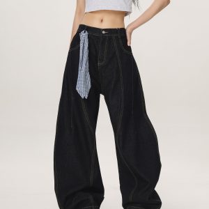 Vintage-Inspired Loose Flared Denim Pants for Men and Women - Trendy Straight Leg Wide-Leg Design, 90s Style