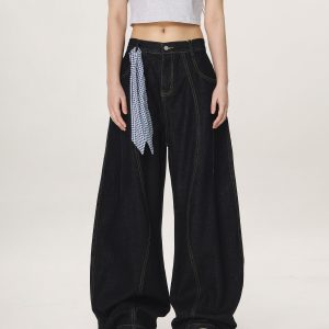 Vintage-Inspired Loose Flared Denim Pants for Men and Women - Trendy Straight Leg Wide-Leg Design, 90s Style