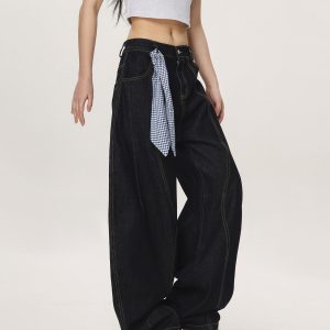 Vintage-Inspired Loose Flared Denim Pants for Men and Women - Trendy Straight Leg Wide-Leg Design, 90s Style