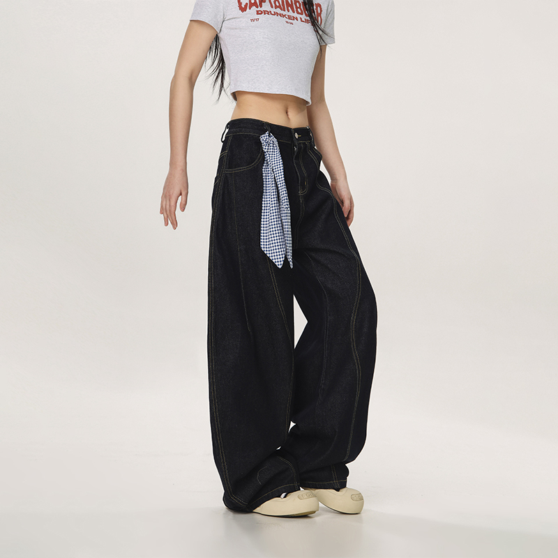 Vintage-Inspired Loose Flared Denim Pants for Men and Women - Trendy Straight Leg Wide-Leg Design, 90s Style