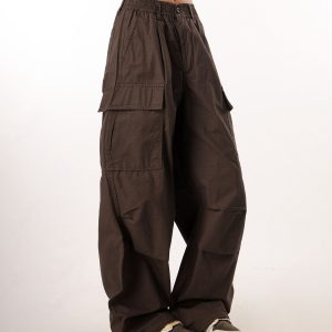 Vintage-Inspired Loose Pleated Cargo Pants for Women - 2025 Multi-Pocket Wide-Leg Trousers, Retro Style, Casual Fashion