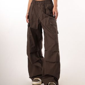 Vintage-Inspired Loose Pleated Cargo Pants for Women - 2025 Multi-Pocket Wide-Leg Trousers, Retro Style, Casual Fashion