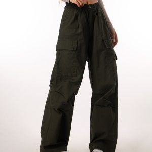 Vintage-Inspired Loose Pleated Cargo Pants for Women - 2025 Multi-Pocket Wide-Leg Trousers, Retro Style, Casual Fashion