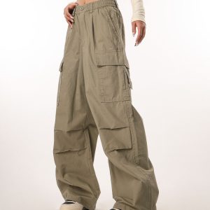 Vintage-Inspired Loose Pleated Cargo Pants for Women - 2025 Multi-Pocket Wide-Leg Trousers, Retro Style, Casual Fashion