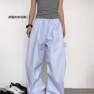 Vintage-Inspired Loose Pleated Jazz Dance Striped Wide-Leg Trousers for Women - Casual Sports Pants in American Style