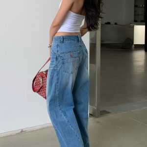 Vintage-Inspired Summer Lightweight Fashion-Cut Baggy Jeans for Effortless Y2K Style