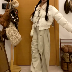 Vintage-Inspired Women's Loose Wide-Leg Work Pants, Pleated Curved Knife Jazz Dance Trousers with Drawstring, Floor-Length Casual Style