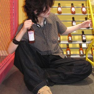 Vintage-Inspired Women’s Short Sleeve Shirt, Summer Pleated Checkered Pattern, Intellectual Style, Waist-Cinching Trendy Top