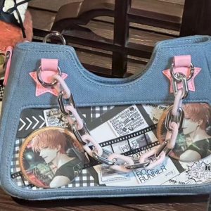 Vintage Japanese Style Denim Shoulder Crossbody Bag for Women - Trendy Spicy Girl Design, Small Food Quantity Handbag