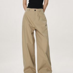 Vintage Khaki Casual Pants for Men and Women - Summer Loose Straight Leg Slightly Flared Wide-Leg Trousers, Versatile 90s Style