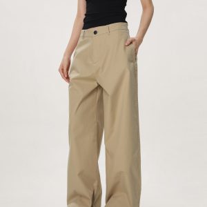 Vintage Khaki Casual Pants for Men and Women - Summer Loose Straight Leg Slightly Flared Wide-Leg Trousers, Versatile 90s Style