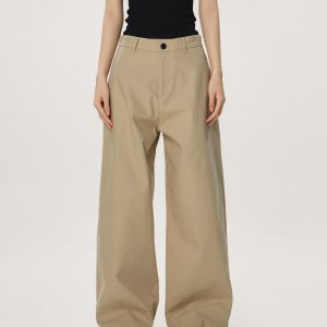 Vintage Khaki Casual Pants for Men and Women - Summer Loose Straight Leg Slightly Flared Wide-Leg Trousers, Versatile 90s Style