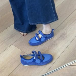 Vintage Leather Hollow-Out Velcro Mary Jane Shoes for Women - Versatile Ballet Style Flat Casual Training Shoes