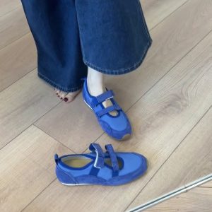 Vintage Leather Hollow-Out Velcro Mary Jane Shoes for Women - Versatile Ballet Style Flat Casual Training Shoes