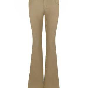 Vintage Low-Rise Khaki Flared Denim Pants for Women - 90s Inspired Workwear Style