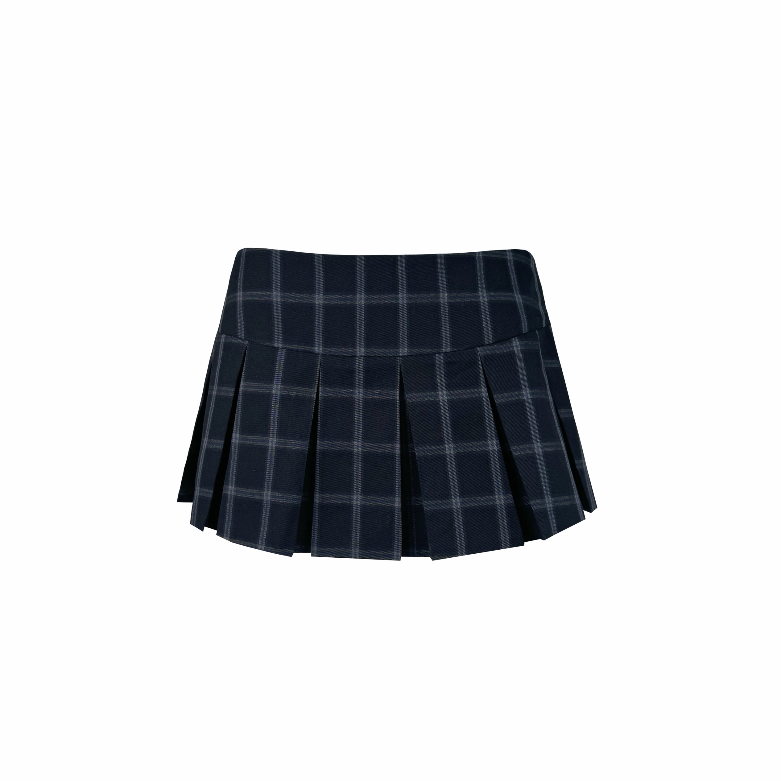 Vintage Low-Waist Blue Plaid Pleated Skirt - Y2K Style, Retro Fashion, 90s Inspired, Women's Trendy Everyday Wear