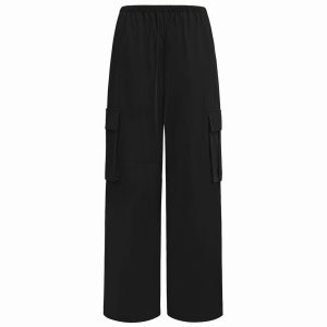 Vintage Low-Waist Multi-Pocket Two-Way Parachute Cargo Wide-Leg Pants - 90s Y2K Style