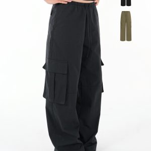 Vintage Low-Waist Multi-Pocket Two-Way Parachute Cargo Wide-Leg Pants - 90s Y2K Style