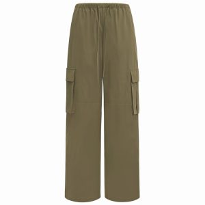 Vintage Low-Waist Multi-Pocket Two-Way Parachute Cargo Wide-Leg Pants - 90s Y2K Style