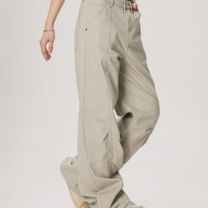 Vintage Lumberjack Casual Pants for Women - Slightly Flared Wide-Leg Style, 90s Inspired Straight Fit
