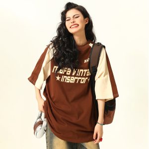 Vintage Maillard Brown Short Sleeve T-Shirt for Men and Women, 2025 Summer Loose Fit Tee, Retro American Style