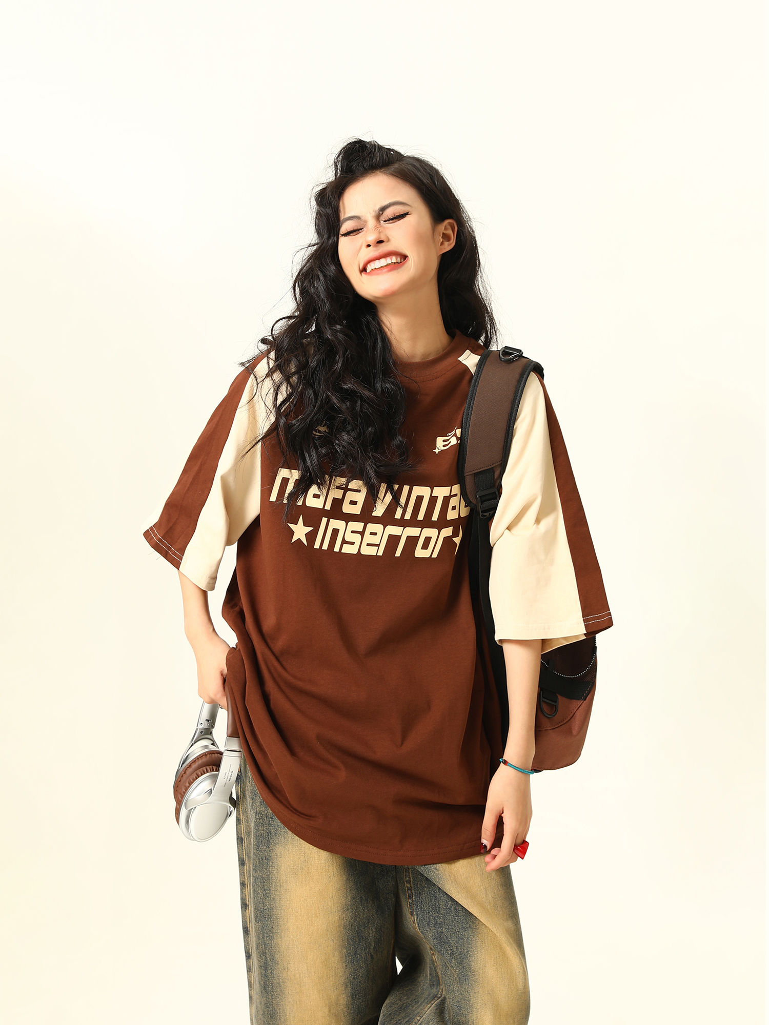 Vintage Maillard Brown Short Sleeve T-Shirt for Men and Women, 2025 Summer Loose Fit Tee, Retro American Style Vintage Maillard Brown Short Sleeve T-Shirt for Men and Women, 2025 Summer Loose Fit Tee, Retro American Style