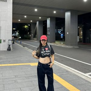 Vintage Micro-Cone Baggy Jeans in Color Denim with Brown Stitching - Lazy Low-Waist 90s Style