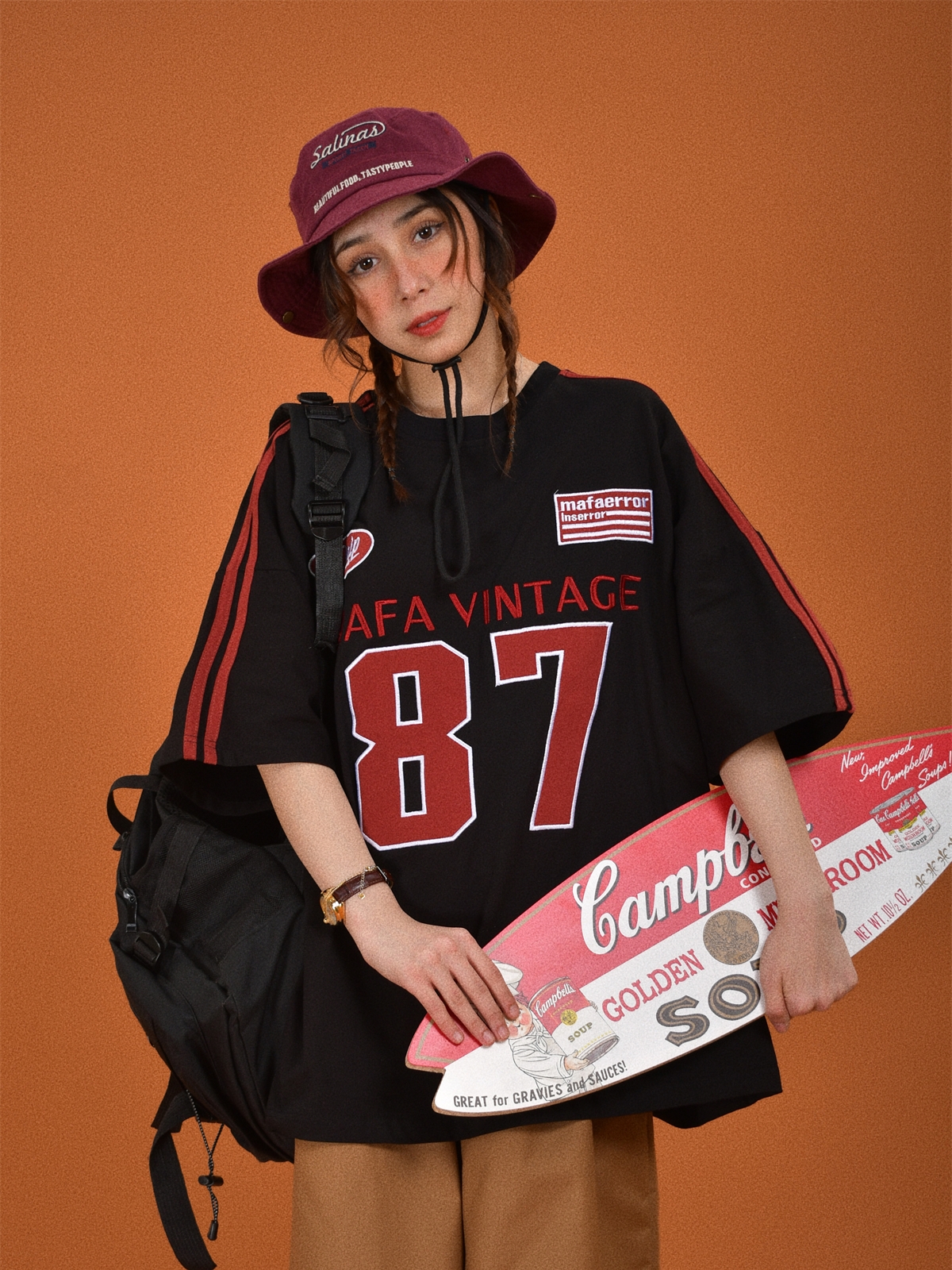 Vintage Motorcycle Graphic Short Sleeve T-Shirt for Women - Summer Loose Fit Double Stripe Trendy Y2K Style Vintage Motorcycle Graphic Short Sleeve T-Shirt for Women - Summer Loose Fit Double Stripe Trendy Y2K Style