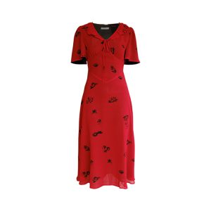 Vintage Night Rose Red French V-Neck Short Sleeve Flared Chiffon Dress for Women – Summer 90s Inspired Fashion