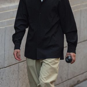 Vintage Pleated Cuban Collar Long Sleeve Shirt Jacket for Men and Women - Japanese Retro Loose Fit Spring Autumn Style